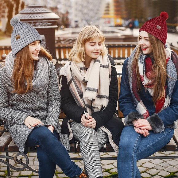 Unisex Winter Beanie Scarf Gloves Set Acrylic Long Neck Warm Accessories main image 5